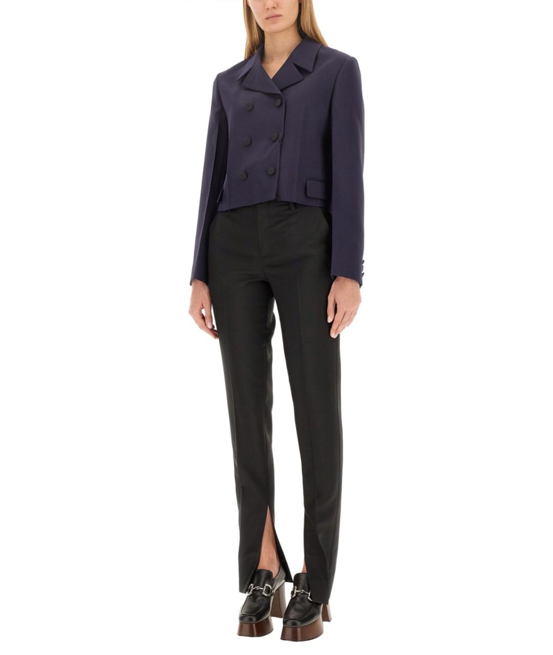 GUCCI Черные шерстяные прямые брюки, фото 3