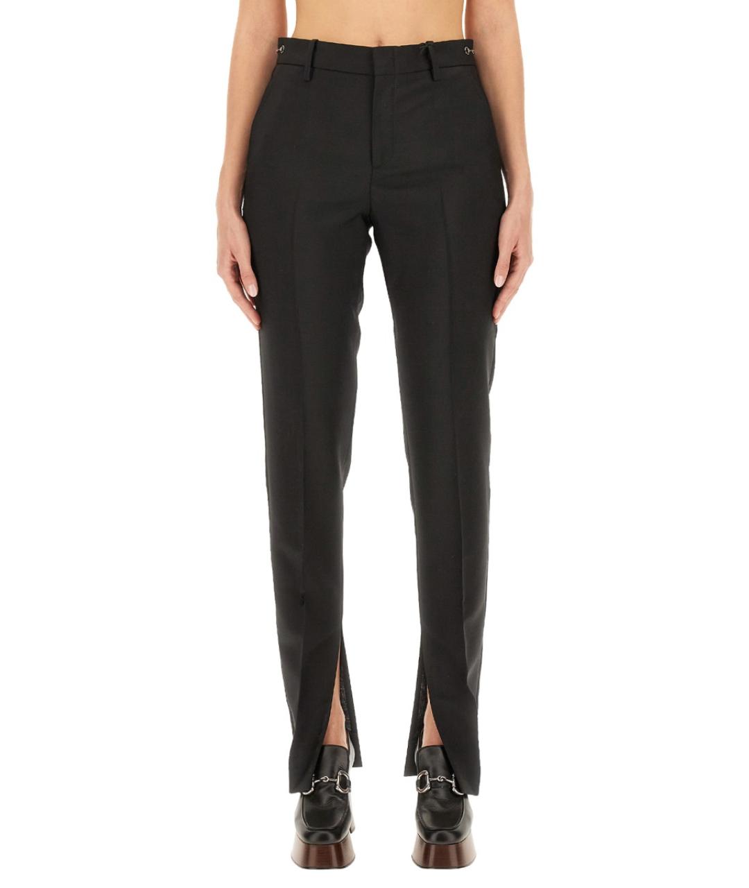 GUCCI Черные шерстяные прямые брюки, фото 2