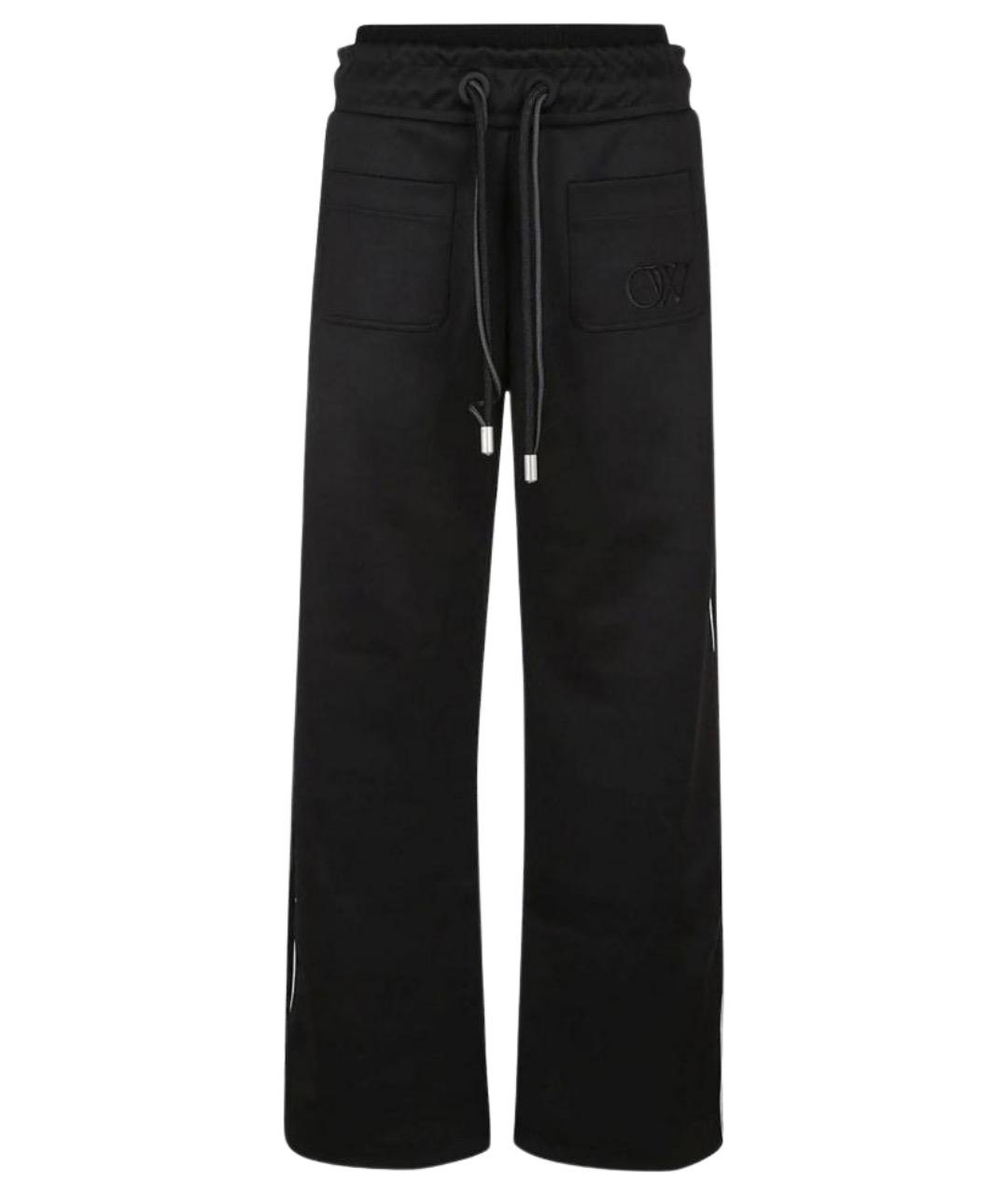 OFF-WHITE Черные полиэстеровые прямые брюки, фото 1