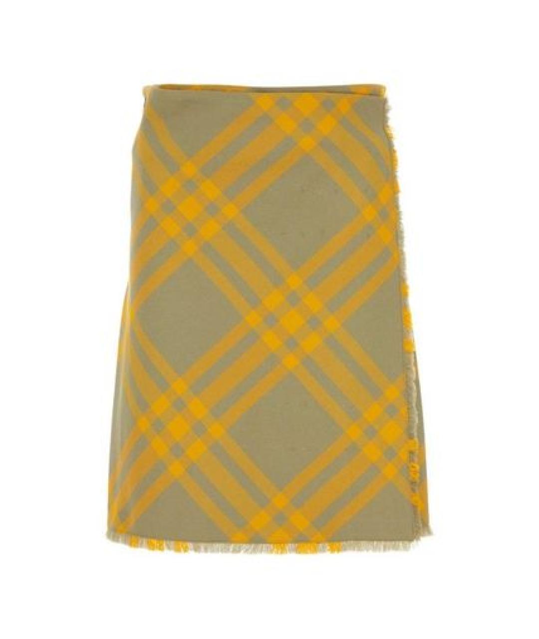 BURBERRY Желтая полиэстеровая юбка мини, фото 1