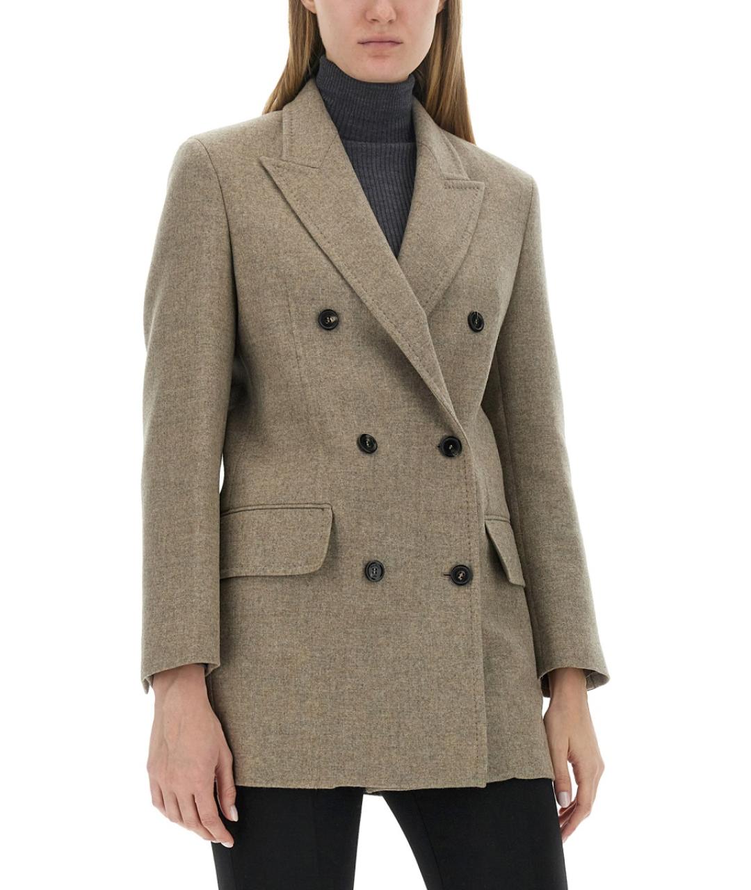 MAX MARA Бежевый шерстяной жакет/пиджак, фото 5