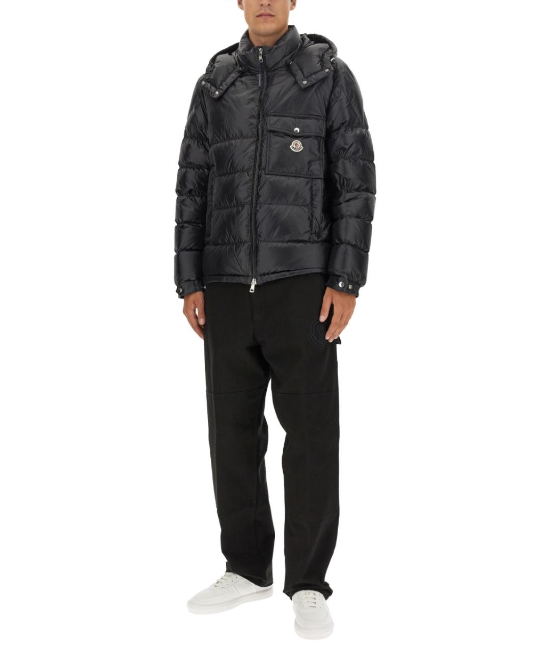 MONCLER Черные хлопковые повседневные брюки, фото 3