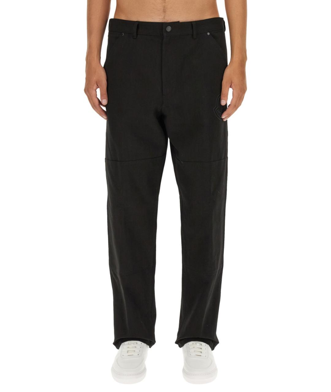 MONCLER Черные хлопковые повседневные брюки, фото 2