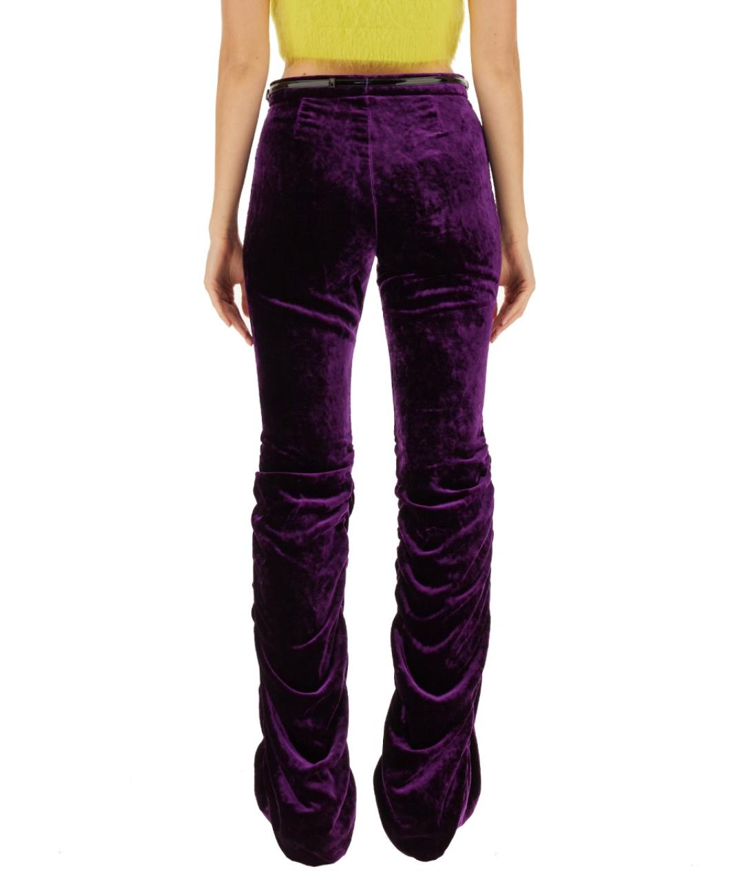 GUCCI Фиолетовые вискозные прямые брюки, фото 4