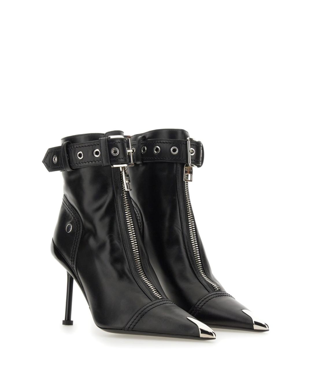 ALEXANDER MCQUEEN Черные кожаные полусапоги, фото 4
