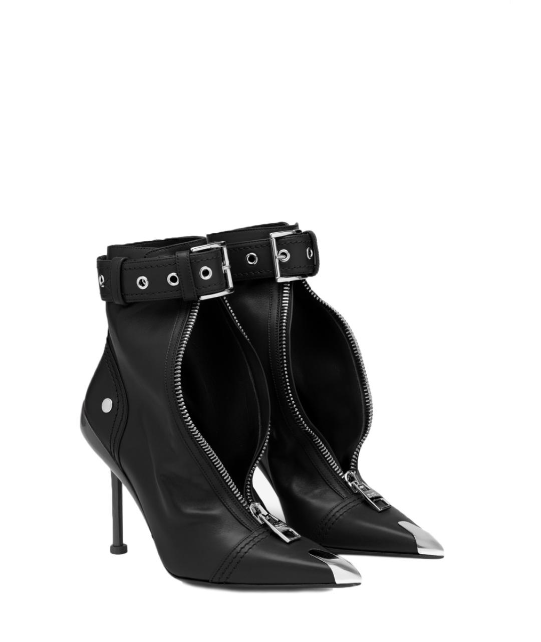 ALEXANDER MCQUEEN Черные кожаные полусапоги, фото 2