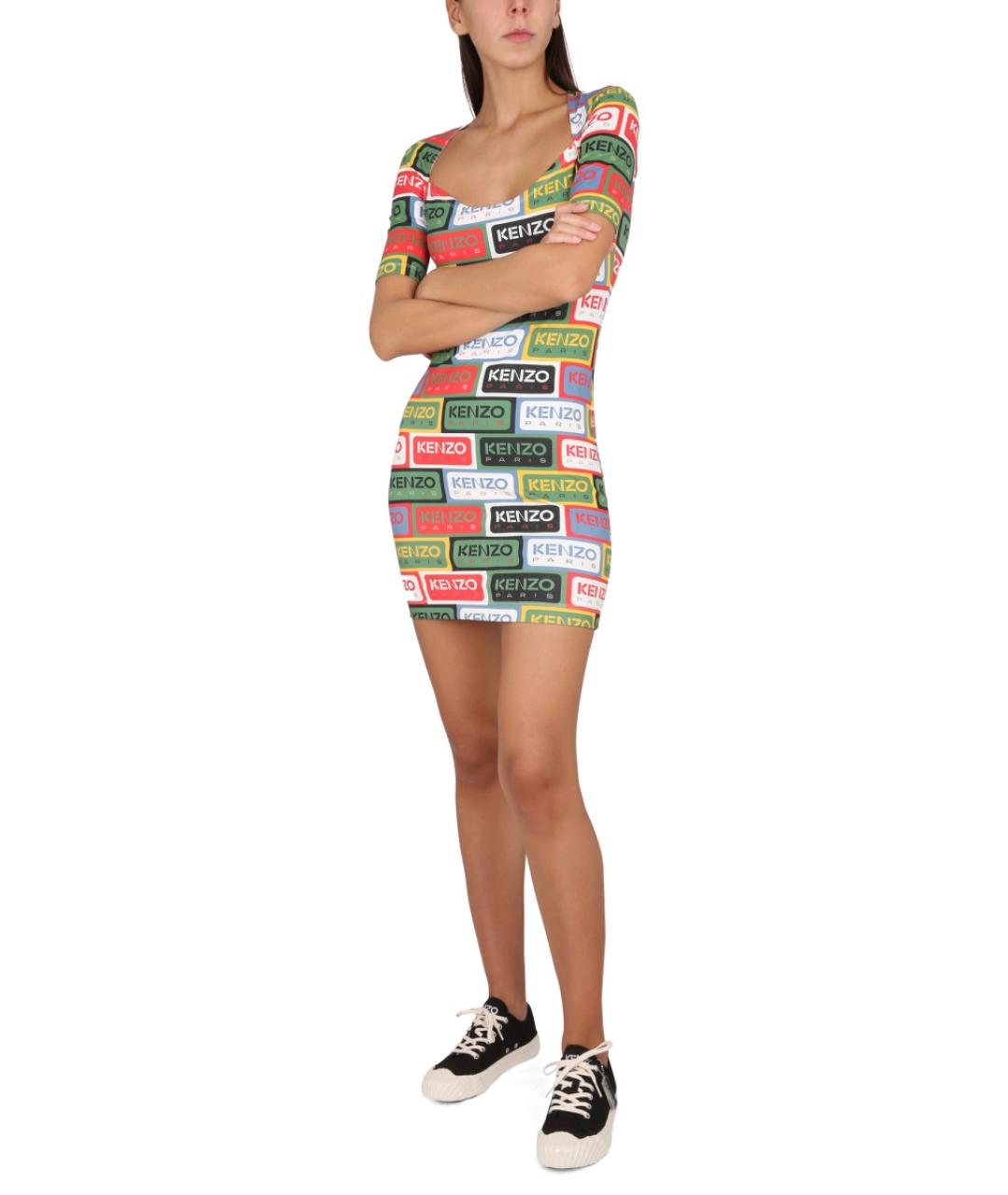 KENZO Мульти полиамидовое повседневное платье, фото 3