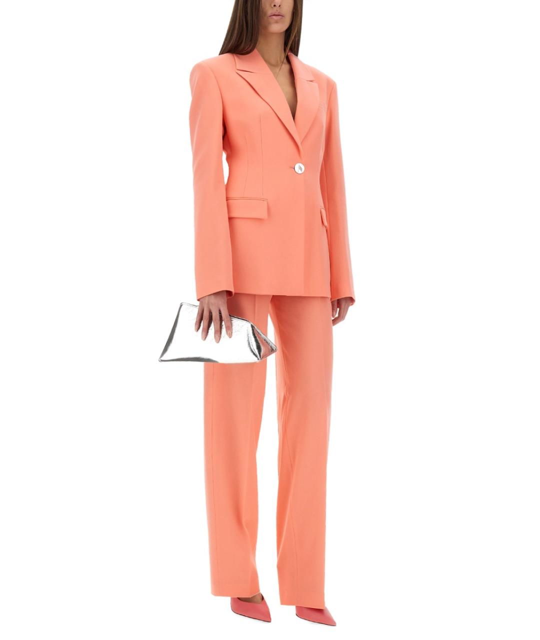 THE ATTICO Розовые полиэстеровые прямые брюки, фото 3