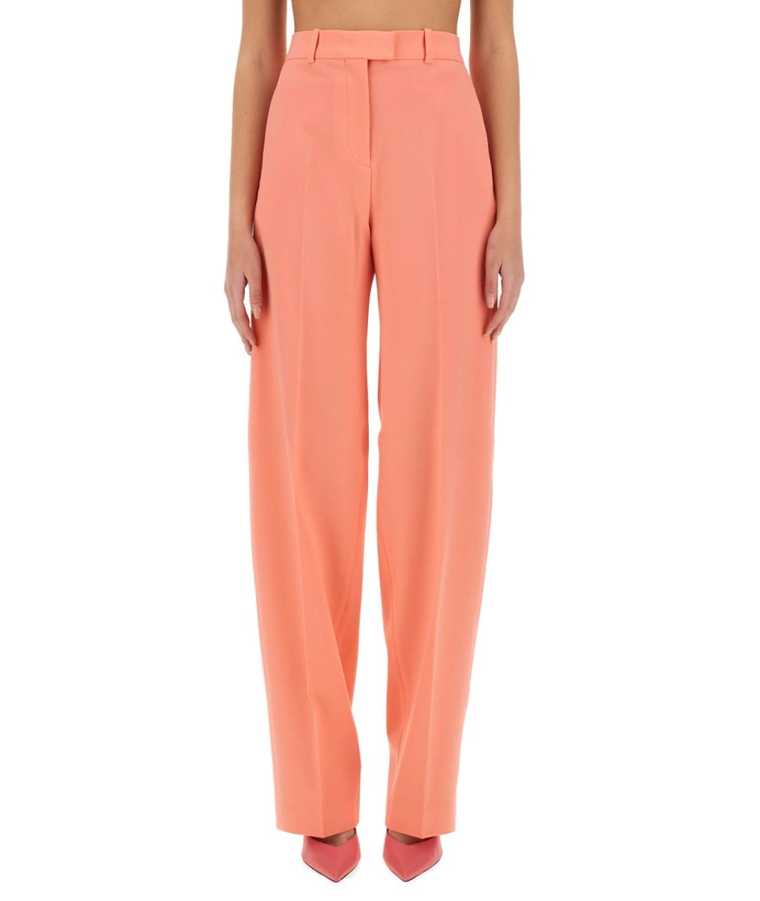 THE ATTICO Розовые полиэстеровые прямые брюки, фото 2