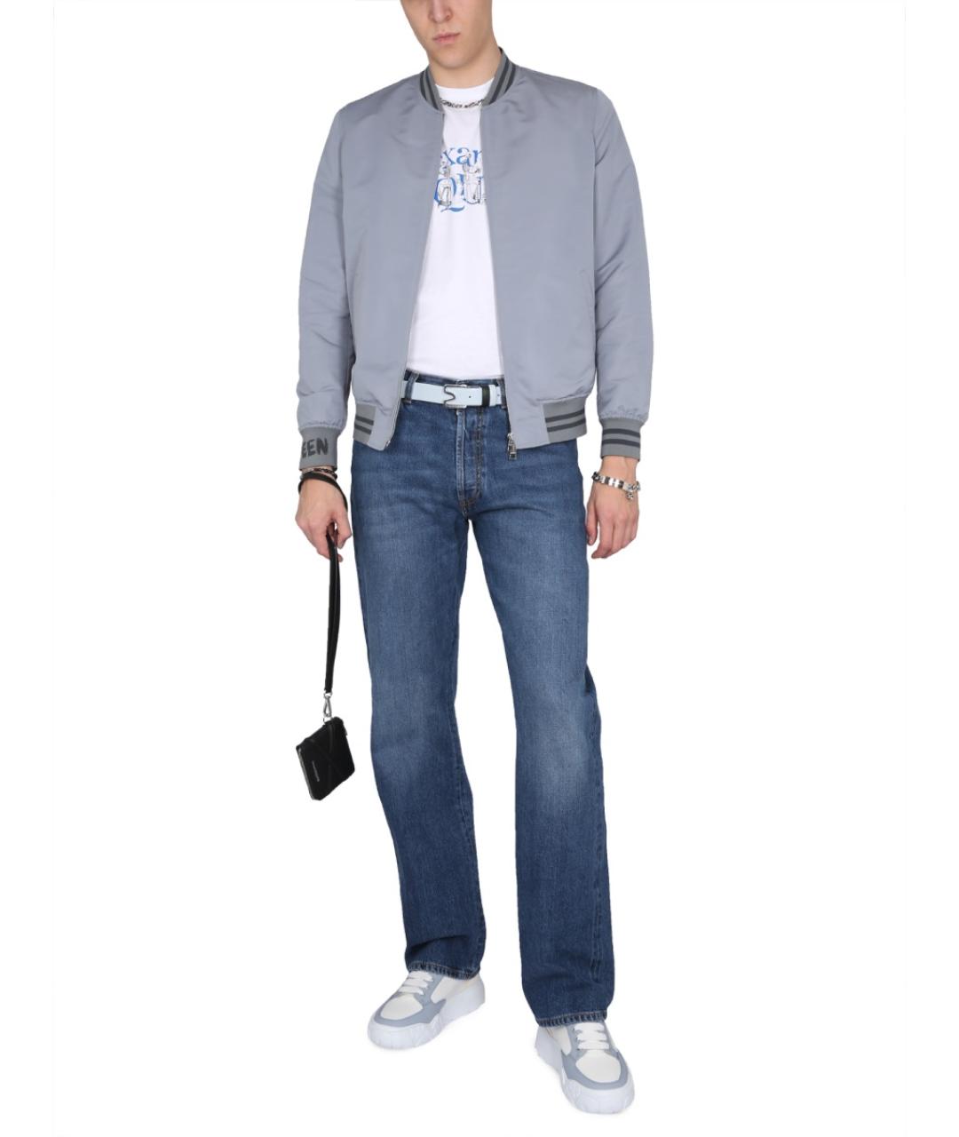 ALEXANDER MCQUEEN Синие хлопковые прямые джинсы, фото 3