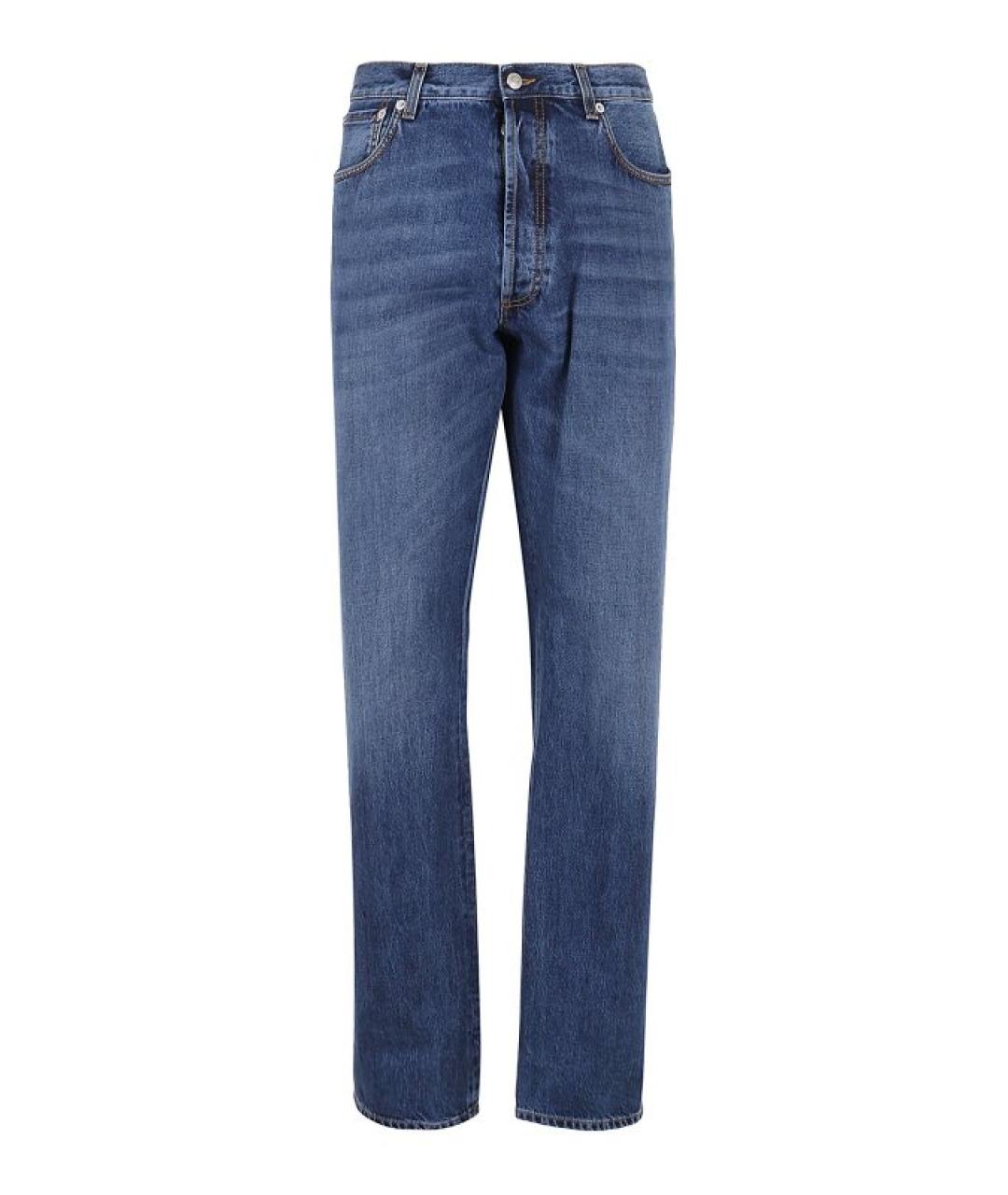 ALEXANDER MCQUEEN Синие хлопковые прямые джинсы, фото 1