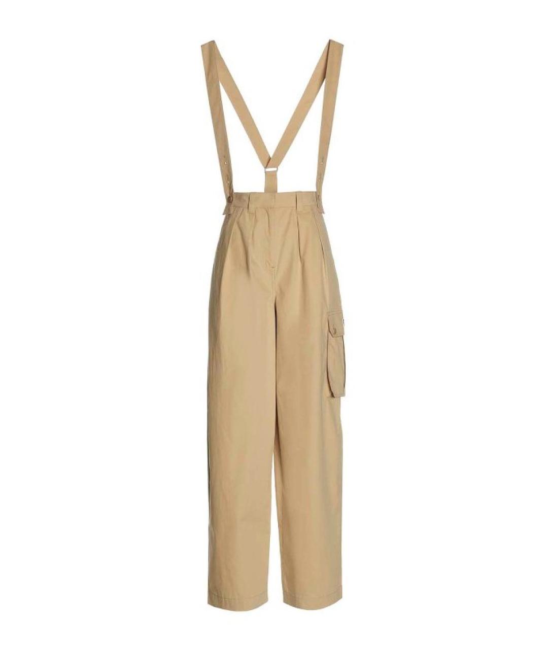 KENZO Бежевые хлопковые прямые брюки, фото 1