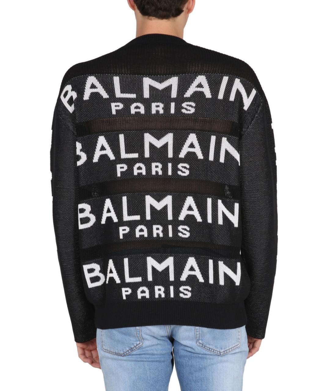 BALMAIN Черный хлопковый джемпер / свитер, фото 4