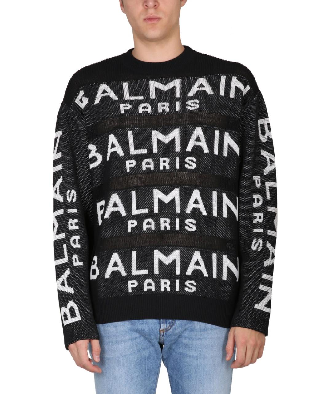 BALMAIN Черный хлопковый джемпер / свитер, фото 2