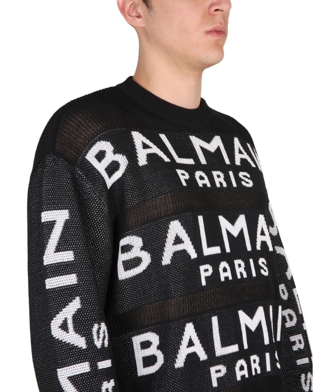 BALMAIN Черный хлопковый джемпер / свитер, фото 5