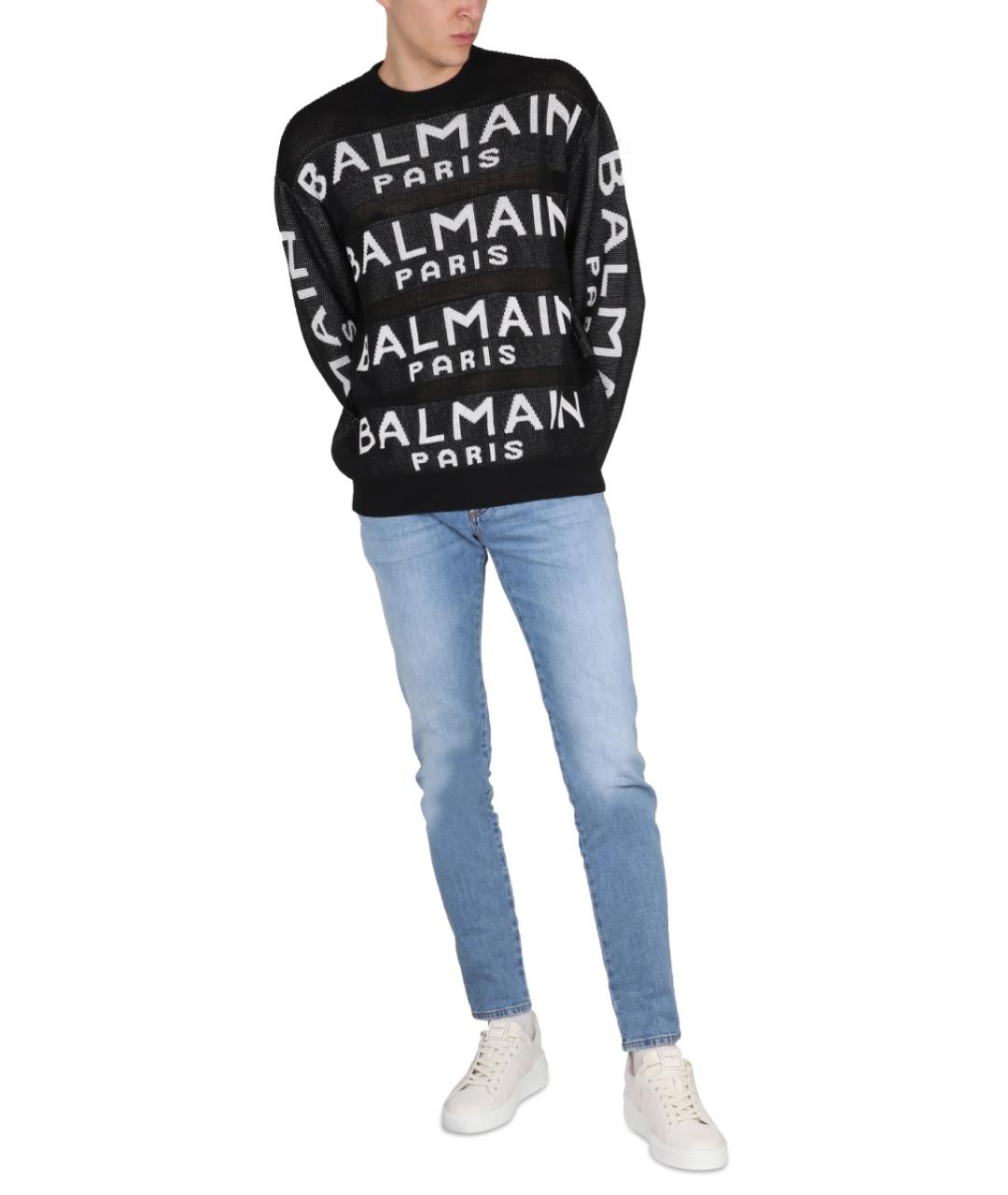 BALMAIN Черный хлопковый джемпер / свитер, фото 3