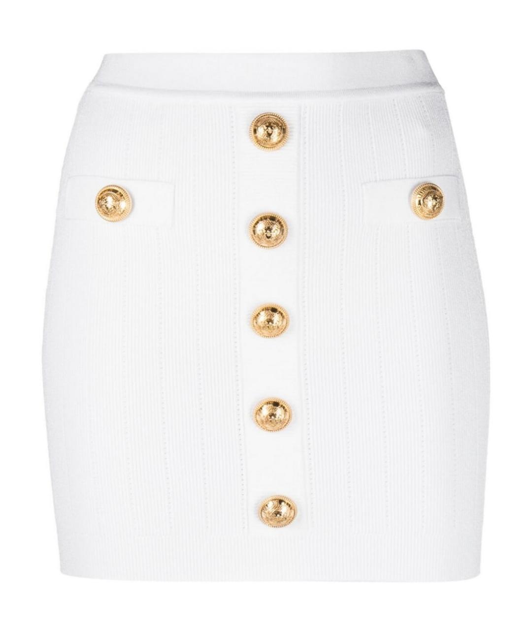 BALMAIN Белая вискозная юбка мини, фото 1