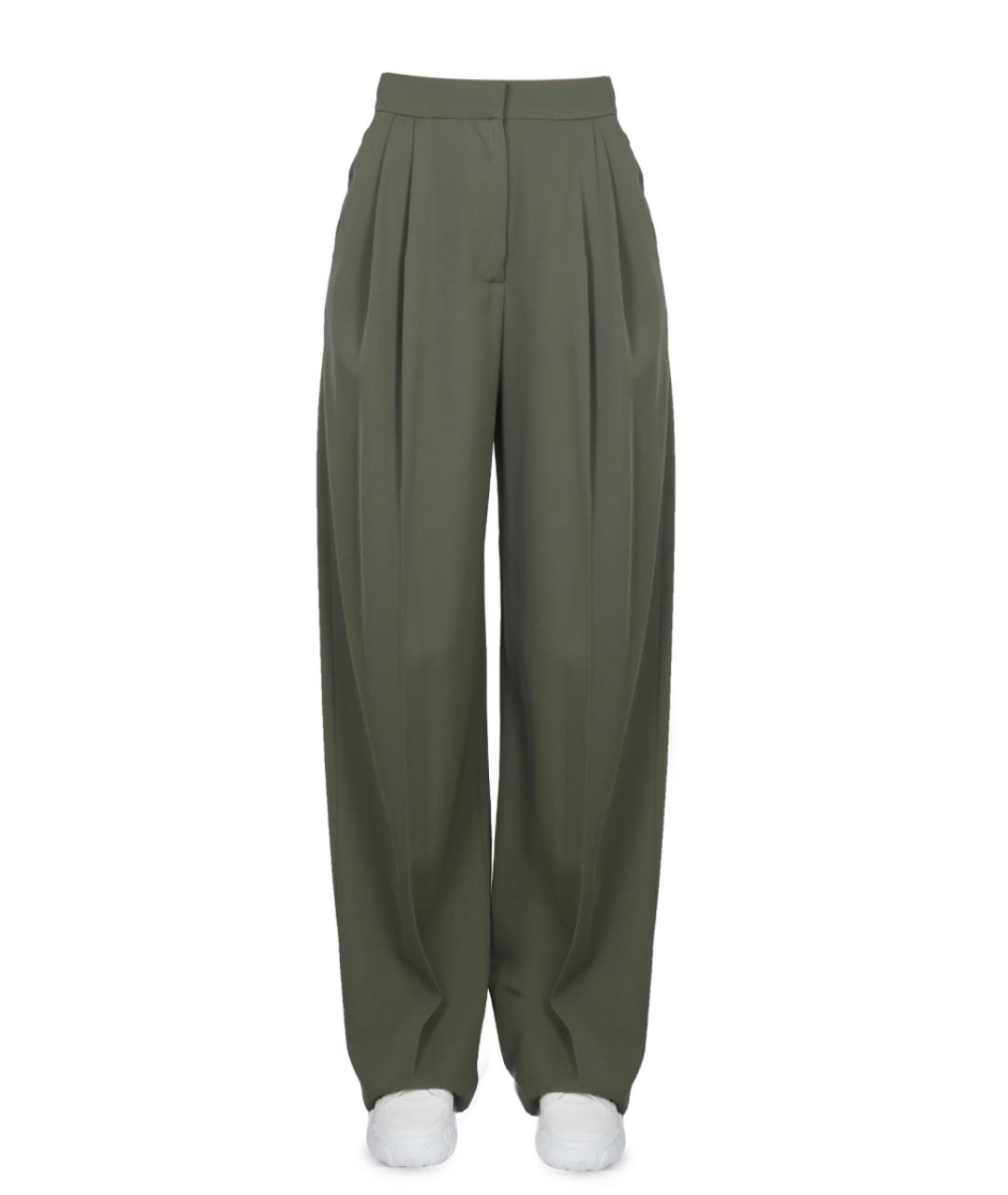 ALEXANDER MCQUEEN Зеленые шерстяные прямые брюки, фото 2
