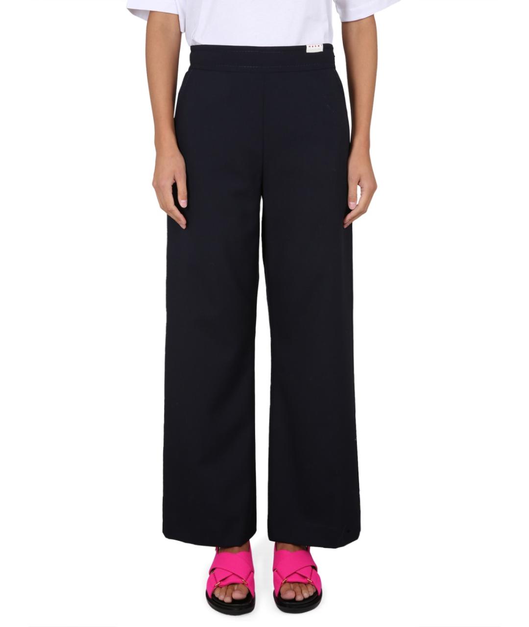 MARNI Синие шерстяные прямые брюки, фото 2