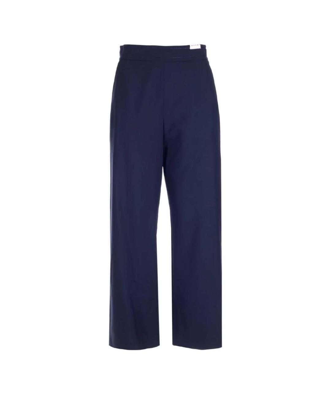 MARNI Синие шерстяные прямые брюки, фото 1