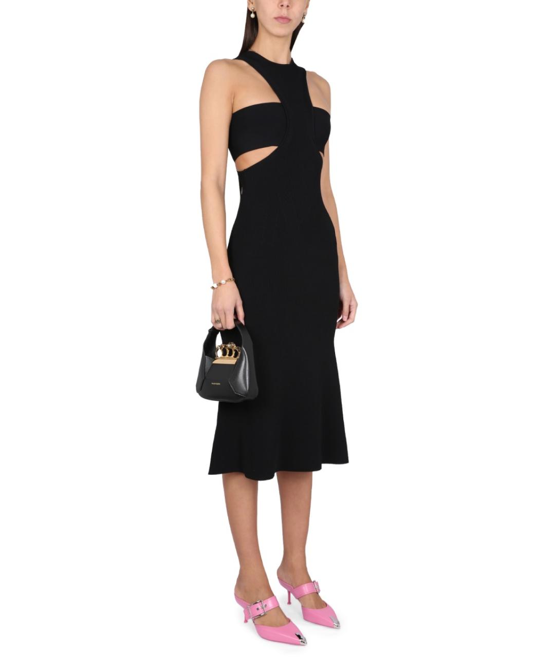 ALEXANDER MCQUEEN Черное вискозное повседневное платье, фото 3