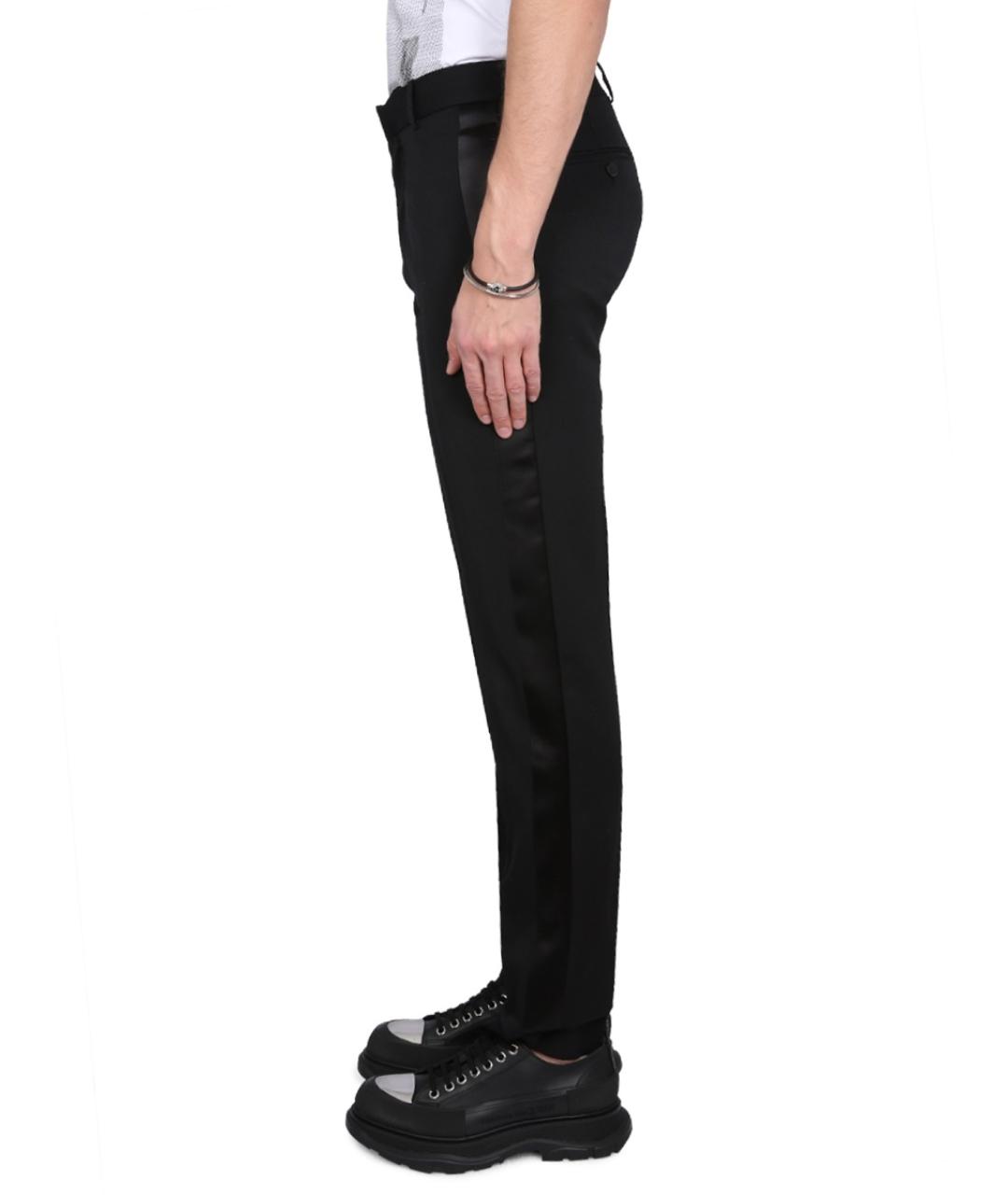 ALEXANDER MCQUEEN Черные шерстяные повседневные брюки, фото 4