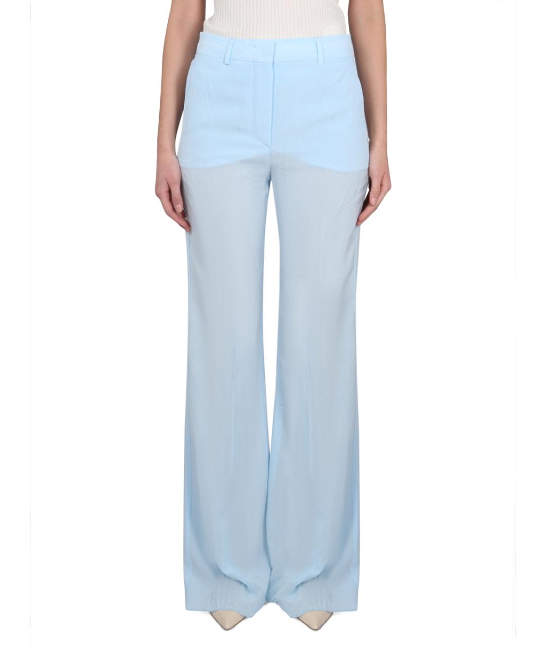 MAX MARA Голубые вискозные прямые брюки, фото 5