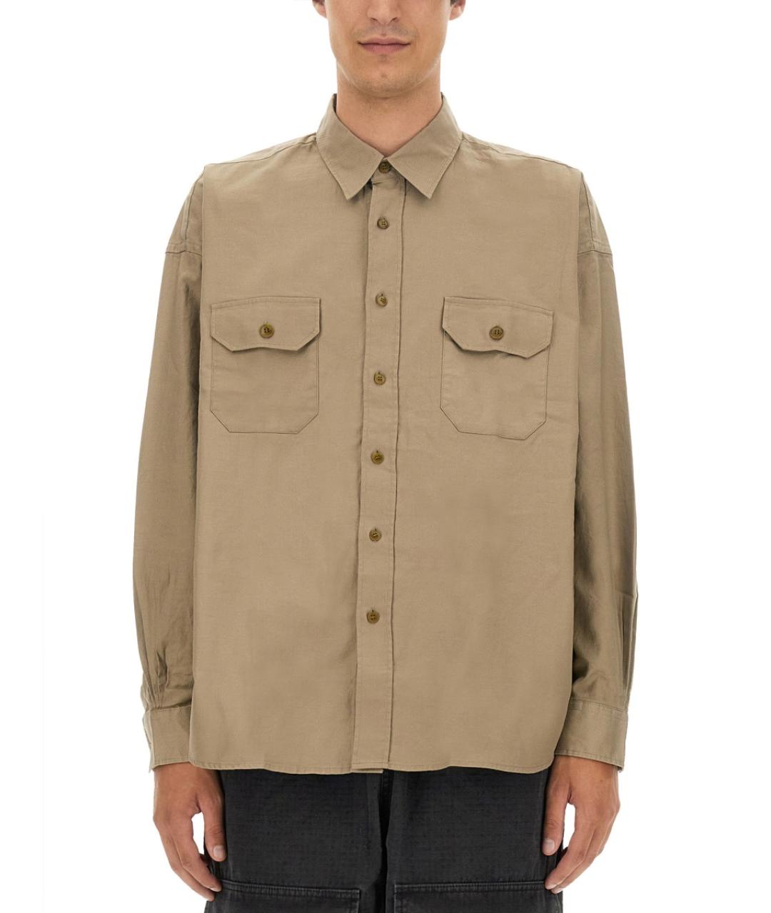 ACNE STUDIOS Бежевая хлопковая кэжуал рубашка, фото 2