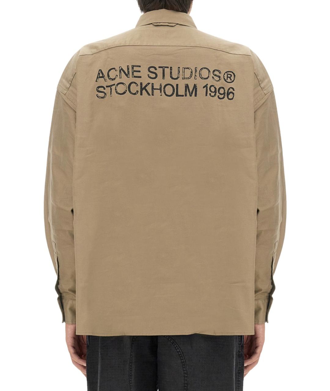 ACNE STUDIOS Бежевая хлопковая кэжуал рубашка, фото 4