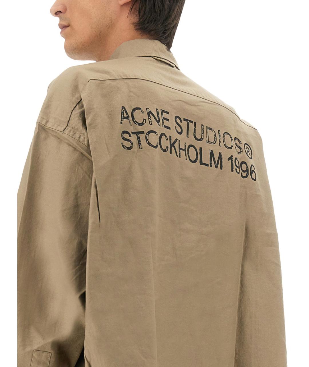 ACNE STUDIOS Бежевая хлопковая кэжуал рубашка, фото 5