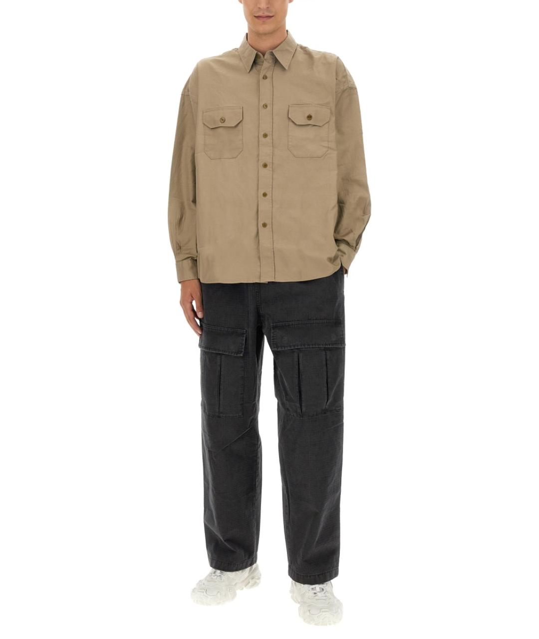 ACNE STUDIOS Бежевая хлопковая кэжуал рубашка, фото 3