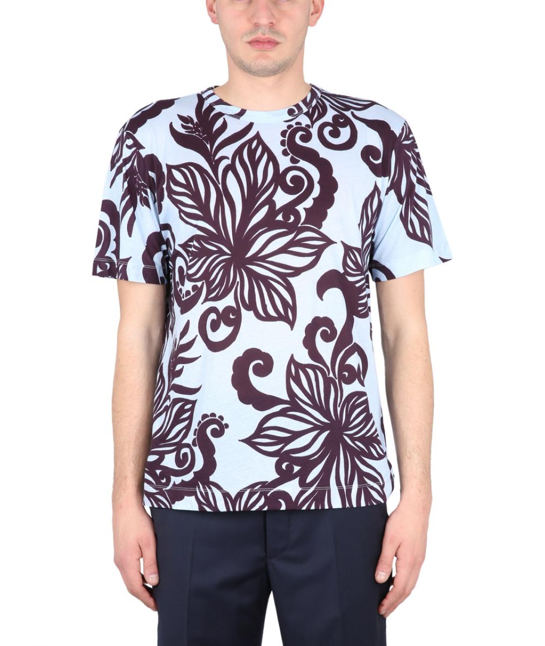 DRIES VAN NOTEN Голубая хлопковая футболка, фото 2
