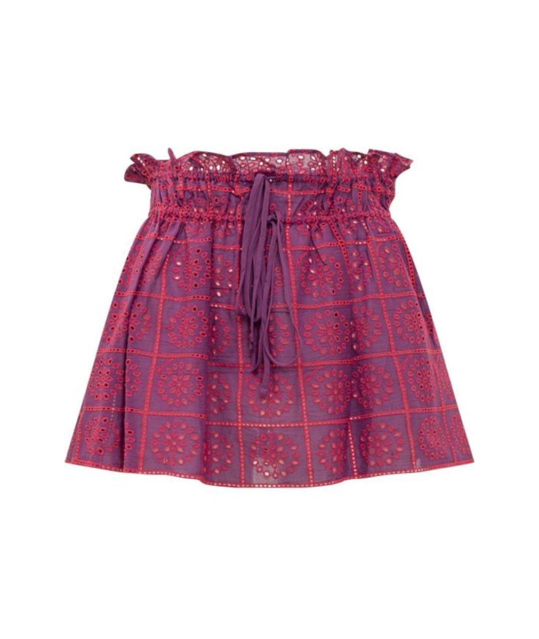 GANNI Фуксия хлопковая юбка мини, фото 1