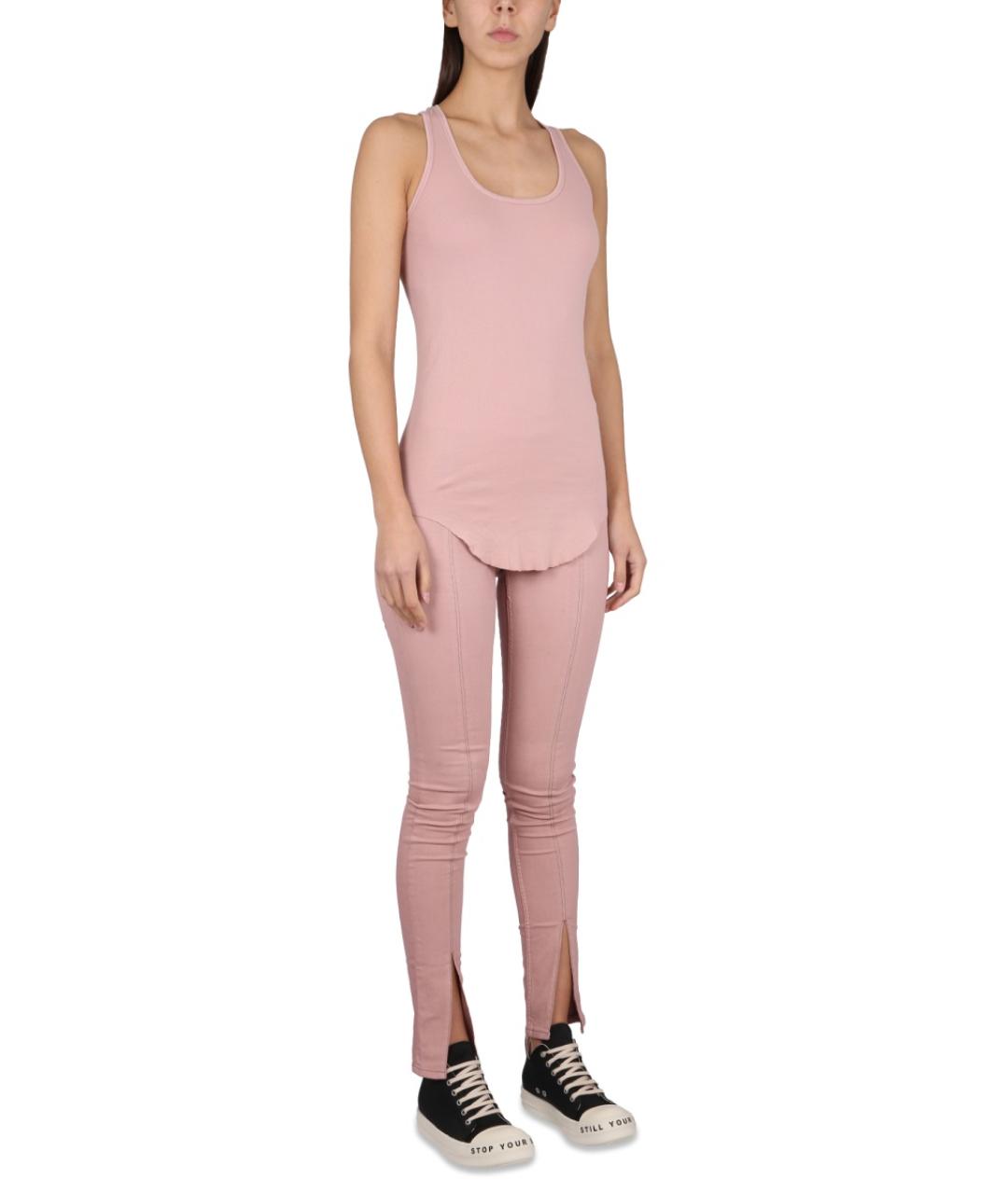 RICK OWENS DRKSHDW Розовые хлопковые прямые брюки, фото 3