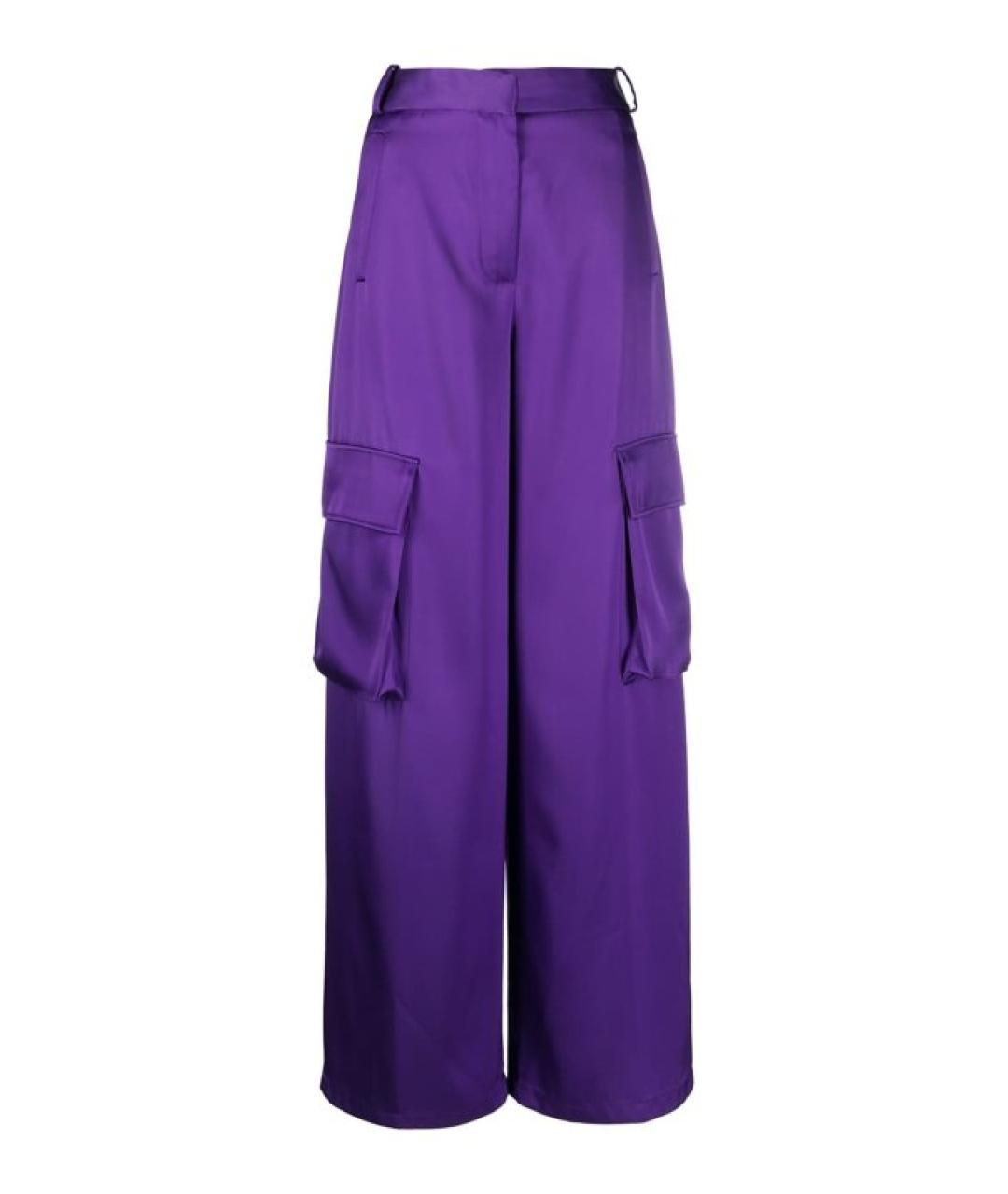 VERSACE Фиолетовые шелковые прямые брюки, фото 1