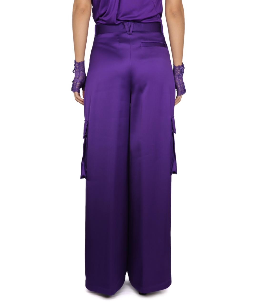 VERSACE Фиолетовые шелковые прямые брюки, фото 5