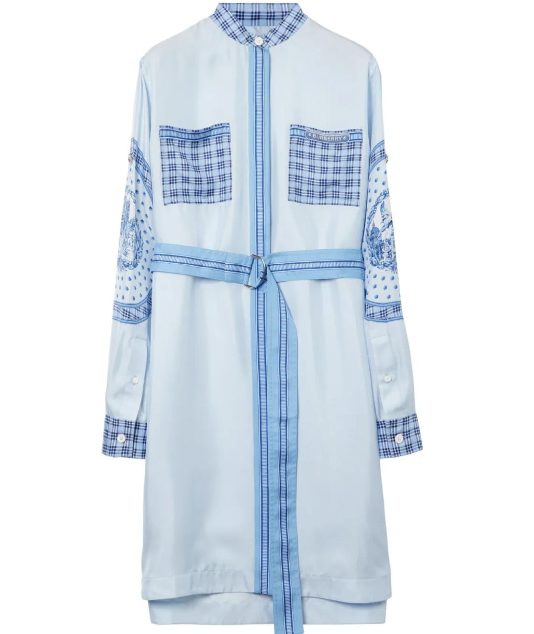 BURBERRY Синее шелковое повседневное платье, фото 1