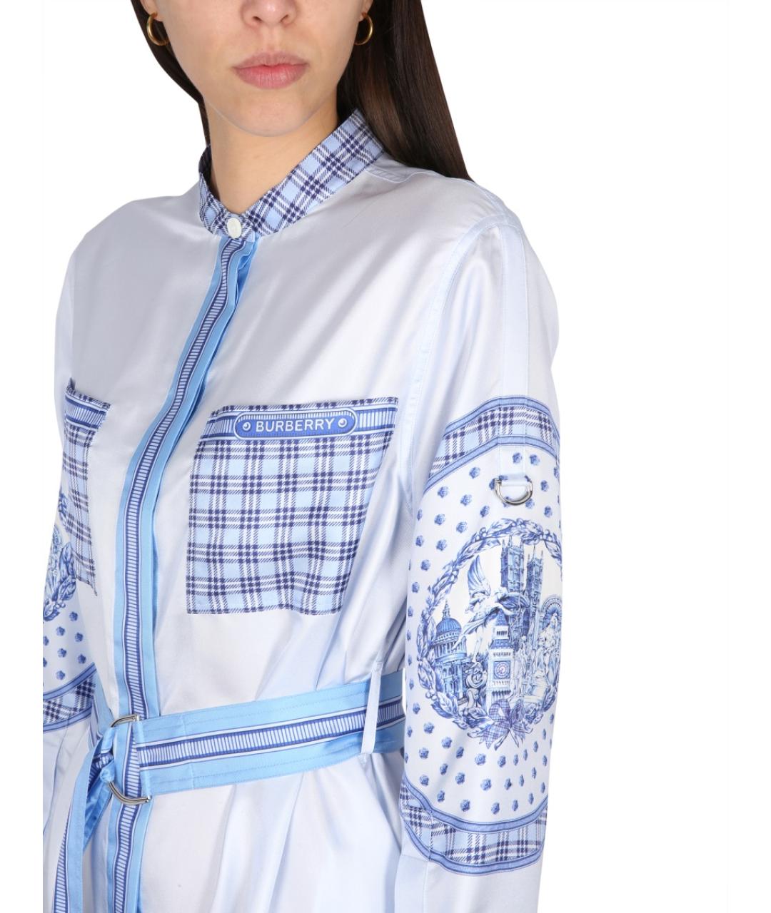 BURBERRY Синее шелковое повседневное платье, фото 5