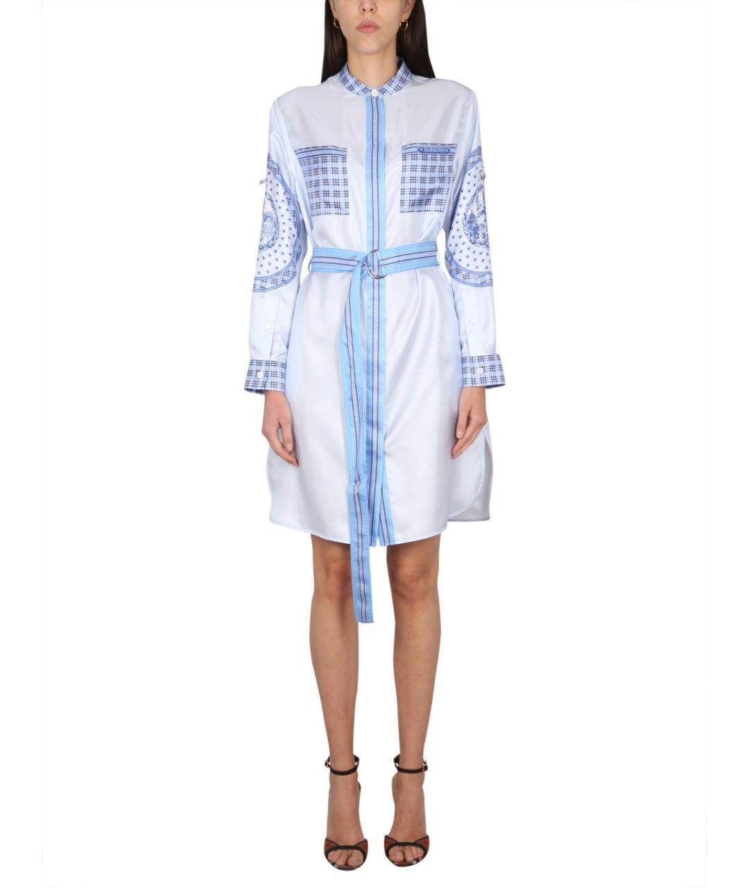 BURBERRY Синее шелковое повседневное платье, фото 2