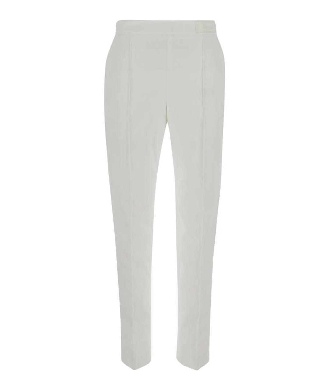 MONCLER Белые хлопковые прямые брюки, фото 1