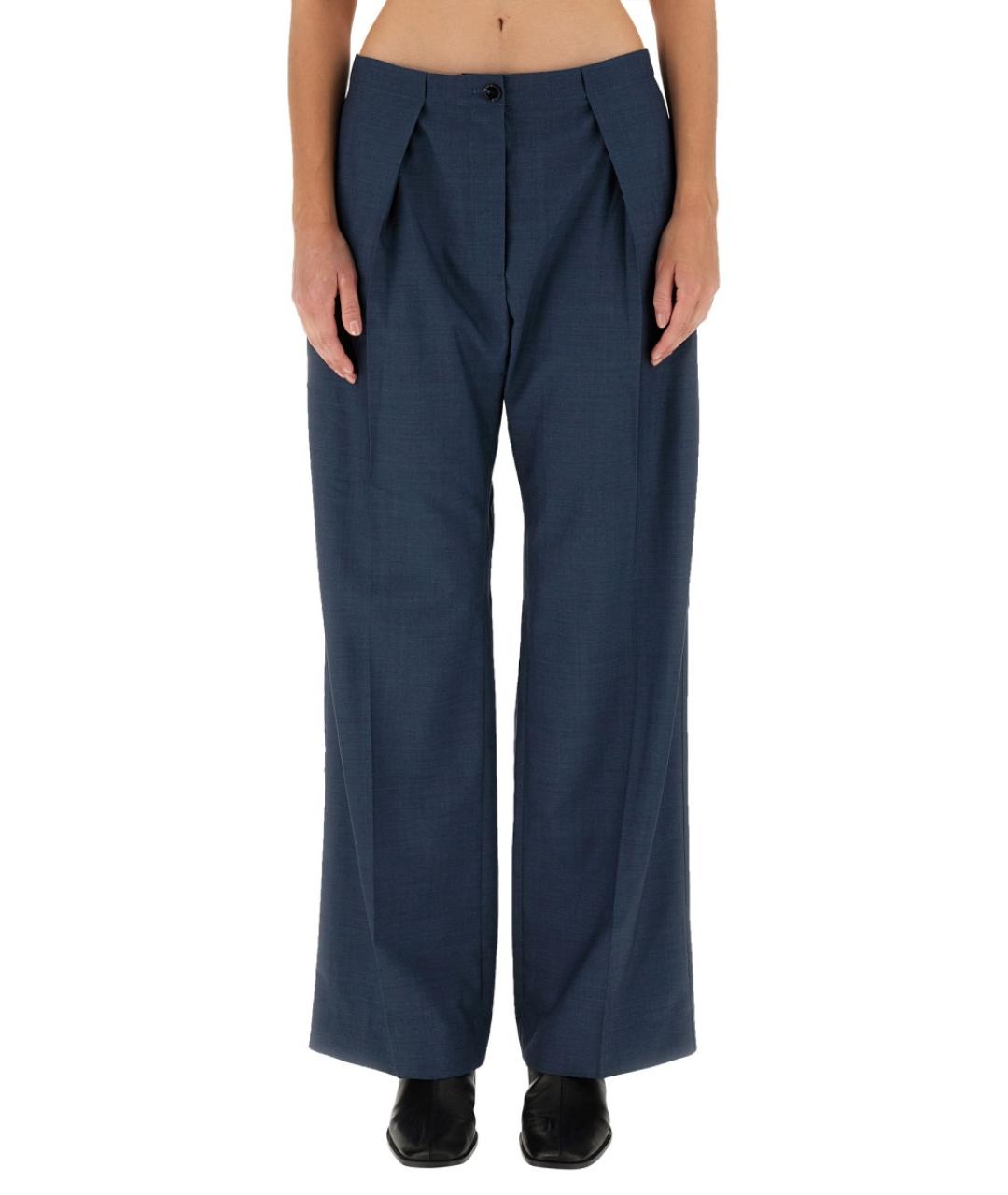 ACNE STUDIOS Синие шерстяные прямые брюки, фото 2