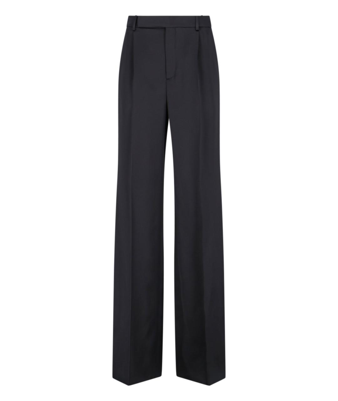 SAINT LAURENT Черные шелковые прямые брюки, фото 1
