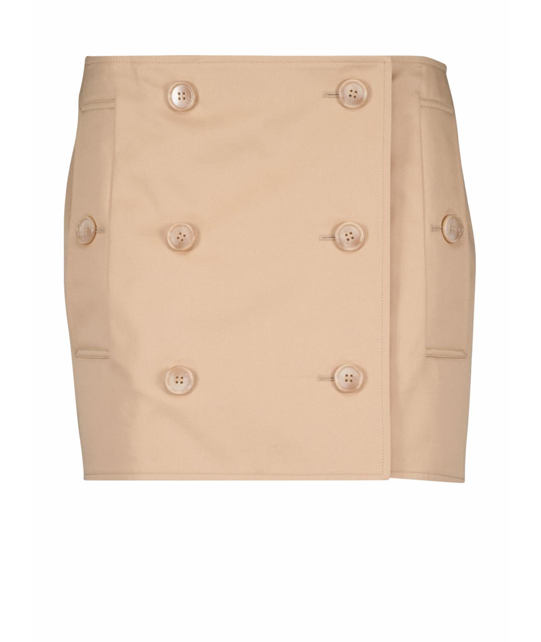 BURBERRY Бежевая хлопковая юбка мини, фото 1