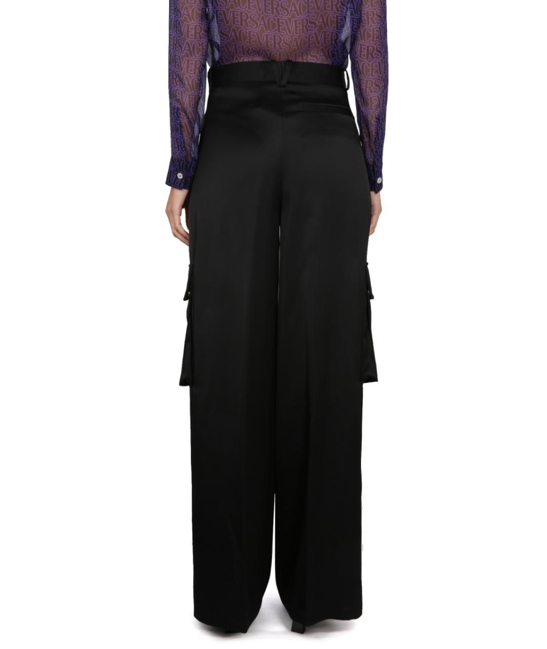 VERSACE Черные вискозные прямые брюки, фото 5