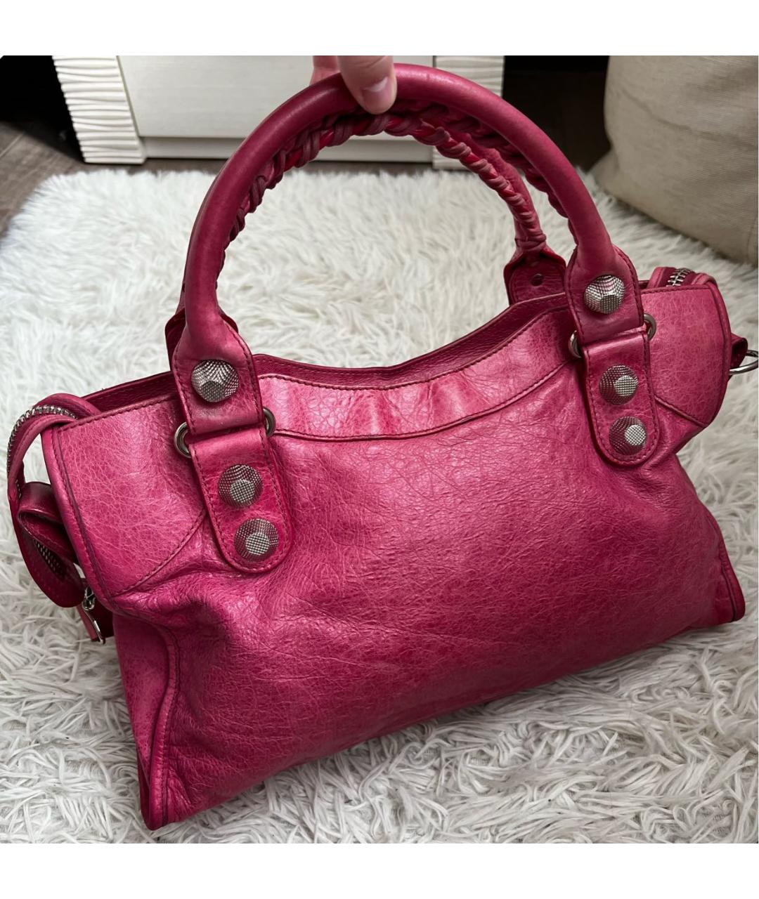 BALENCIAGA Розовая кожаная сумка с короткими ручками, фото 2