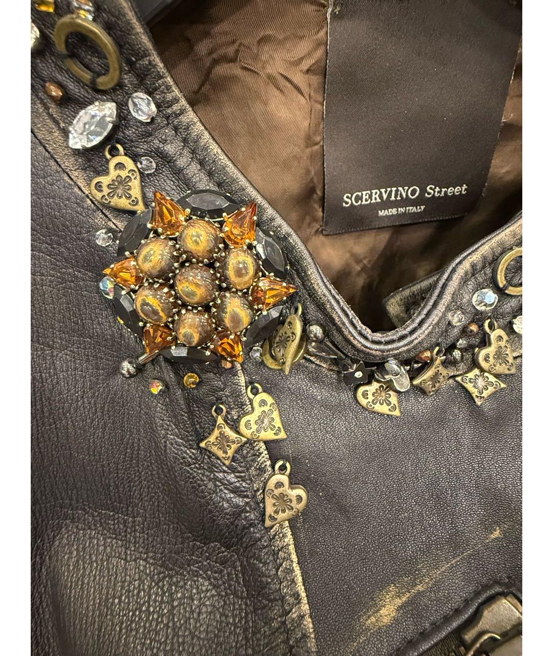 ERMANNO SCERVINO Коричневая кожаная куртка, фото 4