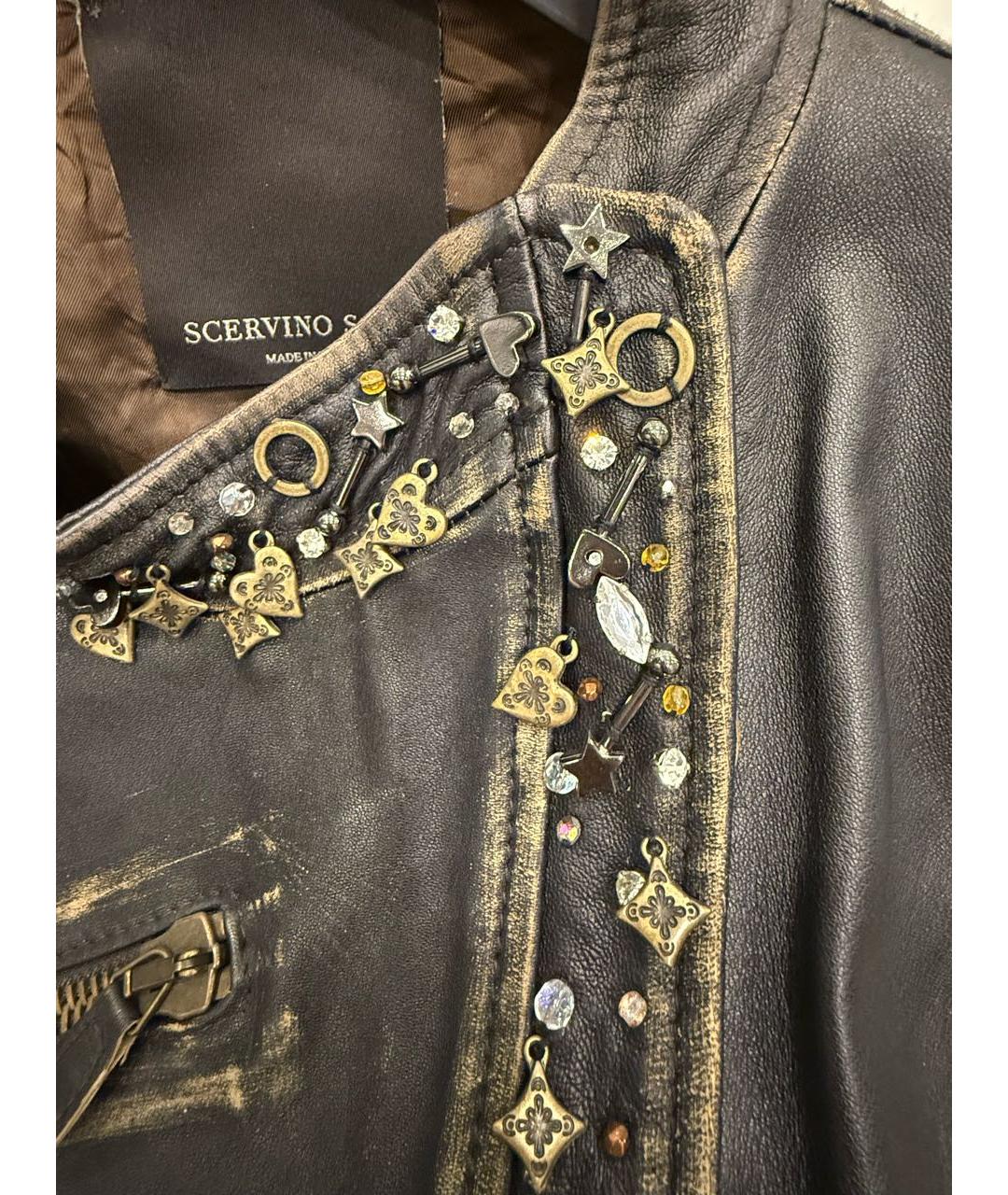 ERMANNO SCERVINO Коричневая кожаная куртка, фото 5