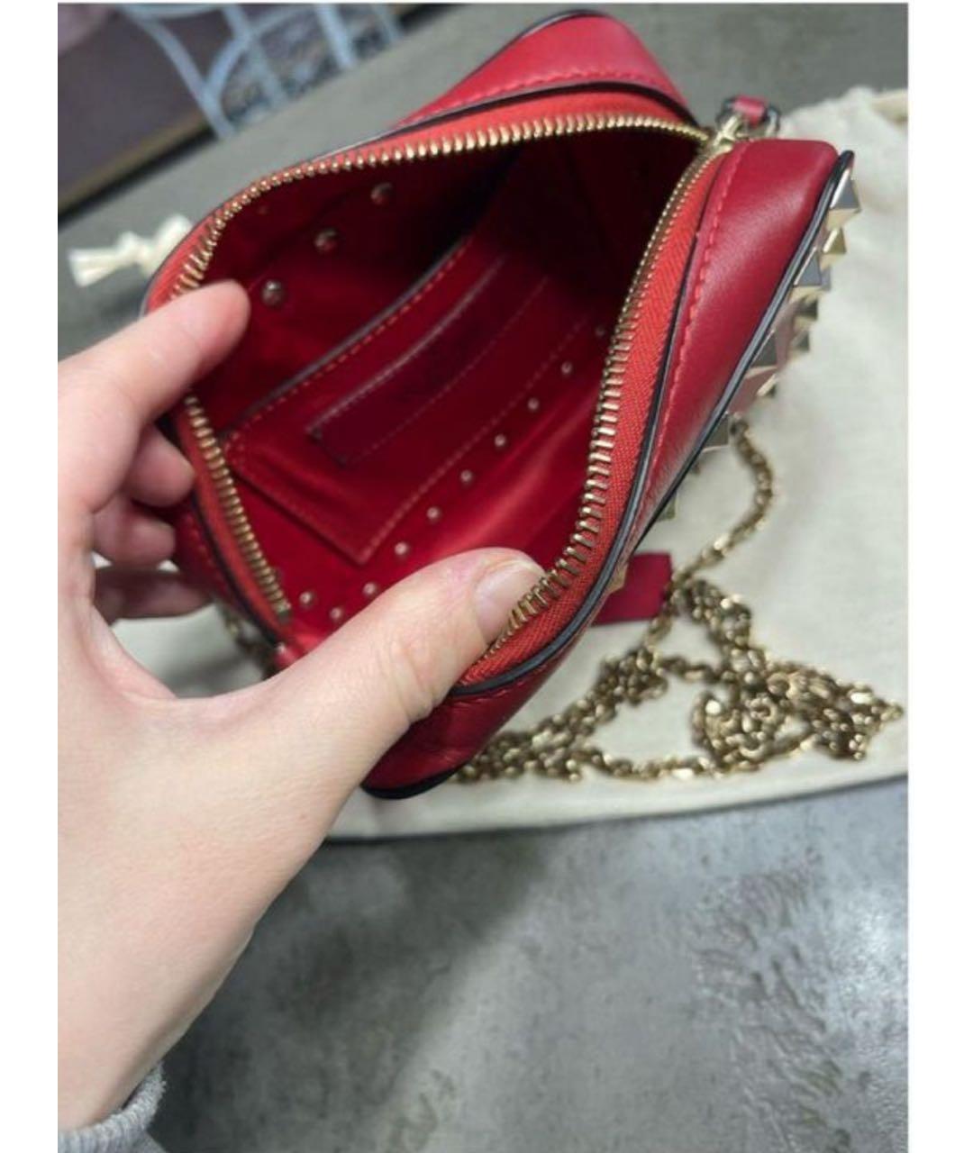 VALENTINO Бордовая кожаная сумка на плечо, фото 4