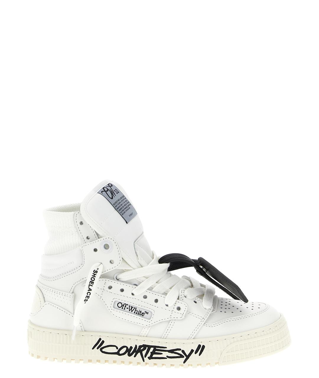 OFF-WHITE Белые кожаные кроссовки, фото 1