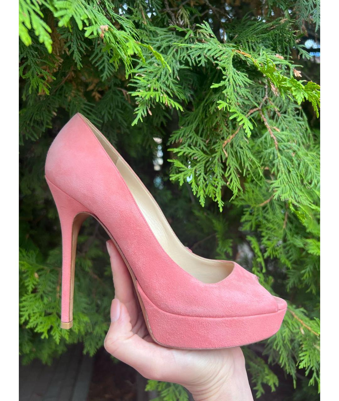 JIMMY CHOO Коралловые замшевые туфли, фото 9